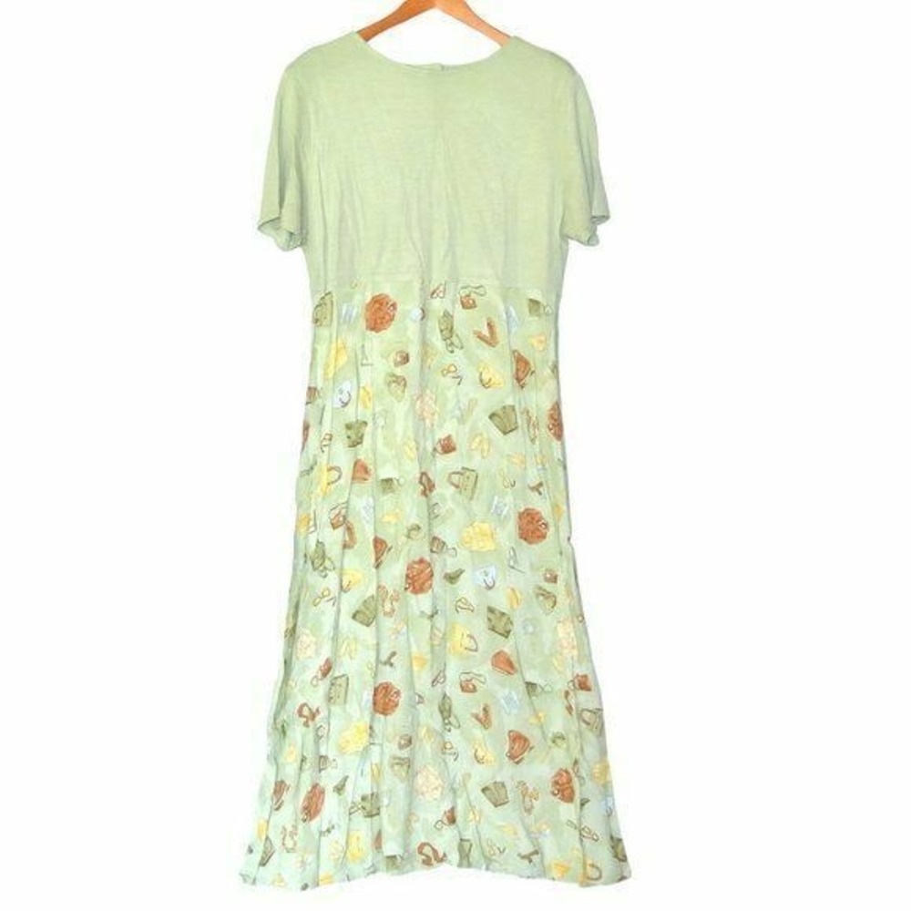 Vintage Talbots Maxi Dress Print Green 18